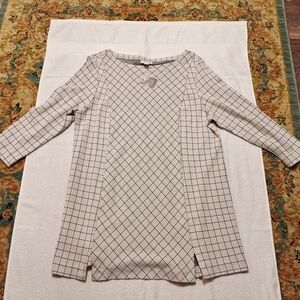 J.Jill Women's Grid Pattern Tunic - Black and White